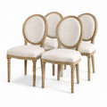 Set di 4 sedie da pranzo beige in legno massello e poliestere con schienale ovale 50 x 55 x 96 cm