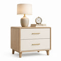 Comodino a 2 cassetti beige e rovere in MDF impiallacciato 60 x 40 x 60 cm