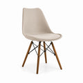 Sedia da pranzo beige in PU con gambe in legno massello di faggio 46 x 53 x 82 cm