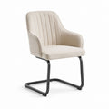 Sedia da pranzo imbottita beige in poliestere con gambe a slitta in acciaio 60 x 64 x 85 cm