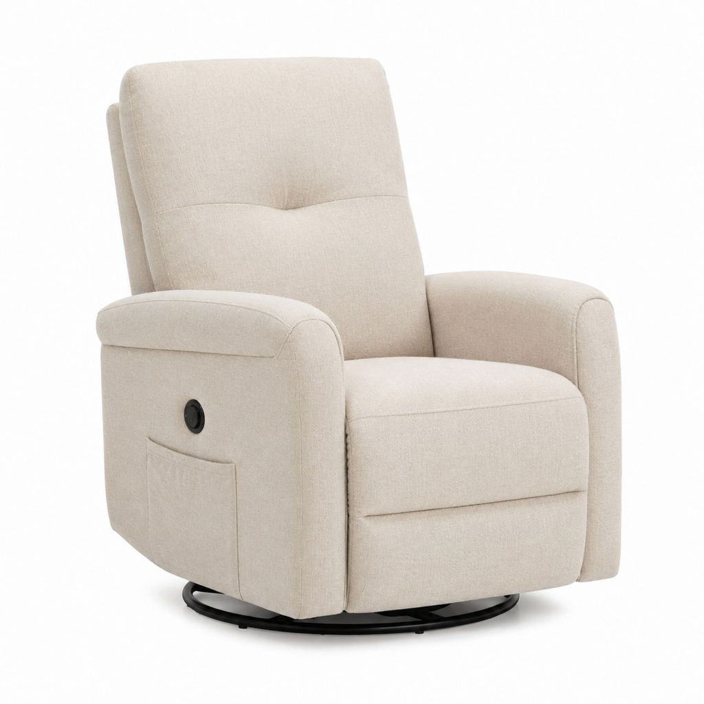 Poltrona reclinabile girevole elettrica beige in poliestere 78 x 94 x 104 cm