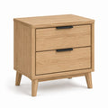 Comodino 2 cassetti rovere in MDF impiallacciato rovere rettangolare 50 x 40 x 55 cm