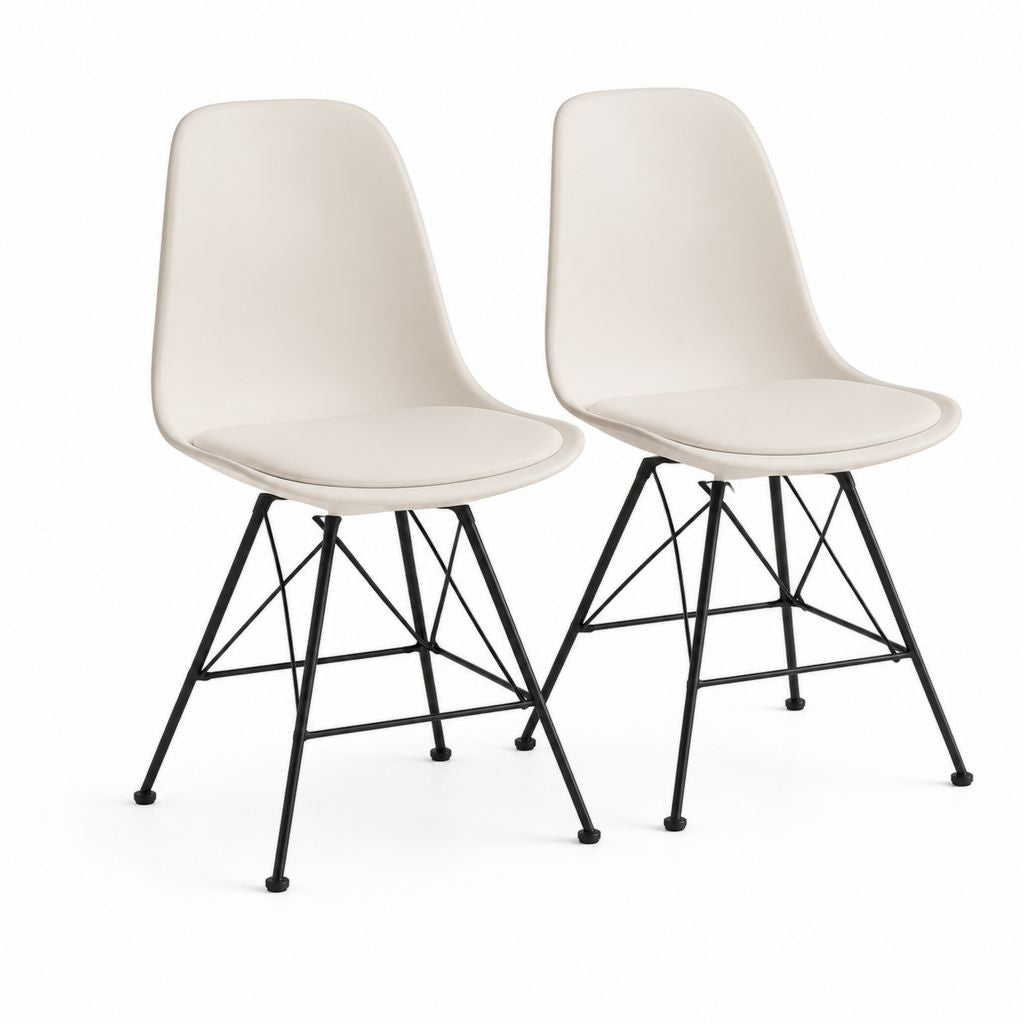 Set di 2 sedie da pranzo beige in PP con gambe in acciaio 46 x 52 x 82 cm