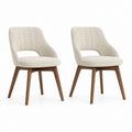 Set di 2 sedie da pranzo con braccioli crema in poliestere e legno massello 57 x 58 x 80 cm