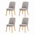 Set 4 sedie da pranzo grigio chiaro in poliestere con gambe in legno massello 45 x 54 x 88 cm