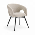 Sedia da pranzo con braccioli beige in poliestere e acciaio 57 x 60 x 80 cm