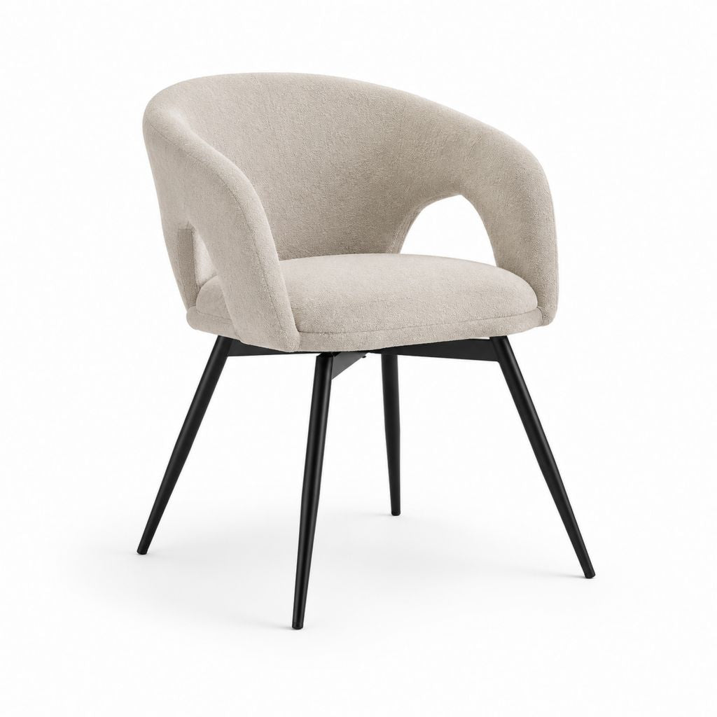 Sedia da pranzo con braccioli beige in poliestere e acciaio 57 x 60 x 80 cm