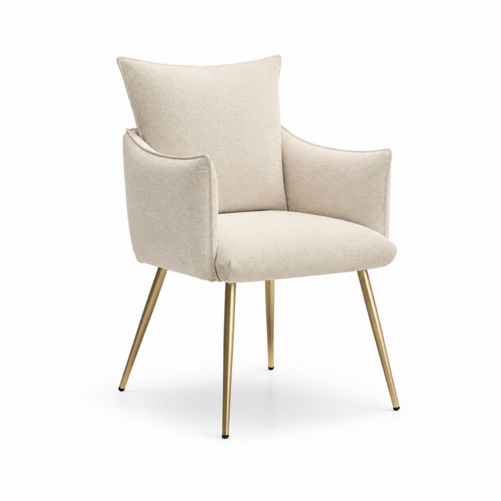 Sedia da pranzo con braccioli beige in poliestere e acciaio 58 x 61 x 82 cm