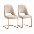 Set di 2 sedie da pranzo beige in poliestere con struttura in acciaio 48 x 61 x 86 cm