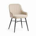 Sedia da pranzo imbottita beige in poliestere con gambe in acciaio 58 x 62 x 84 cm