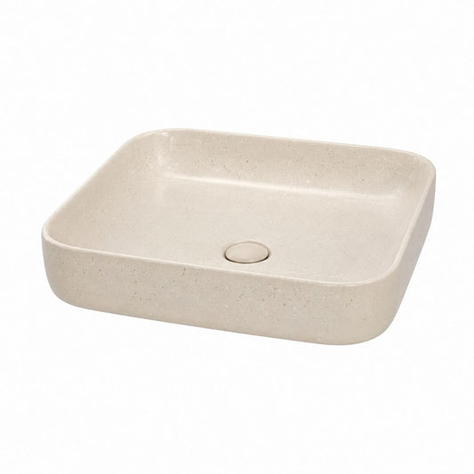 Lavabo da appoggio rettangolare beige in ceramica 50 x 40 x 13 cm