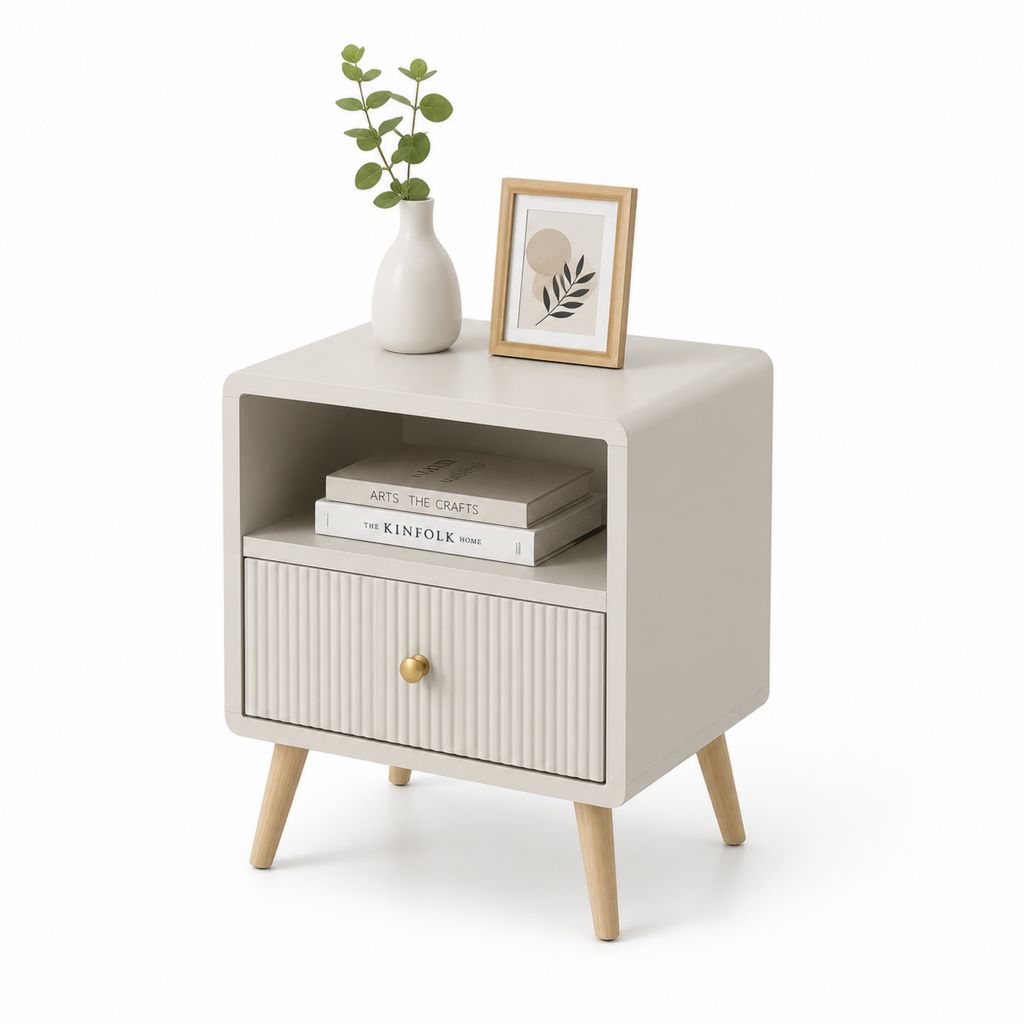 Comodino con cassetto e vano aperto bianco in MDF 45 x 40 x 60 cm