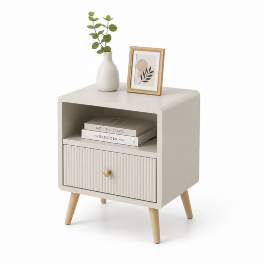 Comodino con cassetto e vano aperto bianco in MDF 45 x 40 x 60 cm