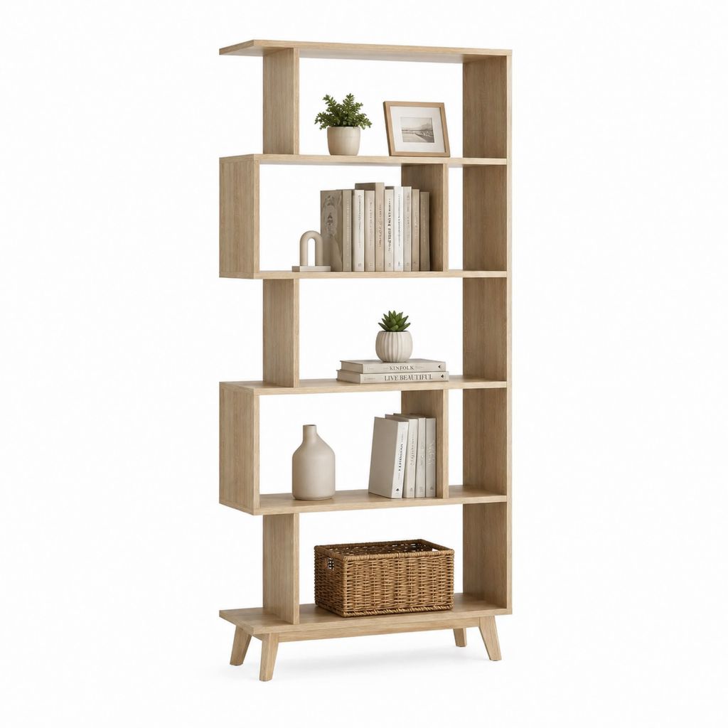 Libreria a giorno rovere chiaro in pannello truciolare 80 x 30 x 180 cm