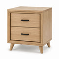 Comodino 2 cassetti rovere chiaro in MDF rettangolare 50 x 40 x 60 cm