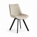 Sedia da pranzo imbottita beige in pelle PU con gambe in acciaio nero 55 x 60 x 84 cm