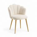 Sedia da pranzo imbottita beige in poliestere con schienale a conchiglia e gambe in acciaio 58 x 57 x 80 cm