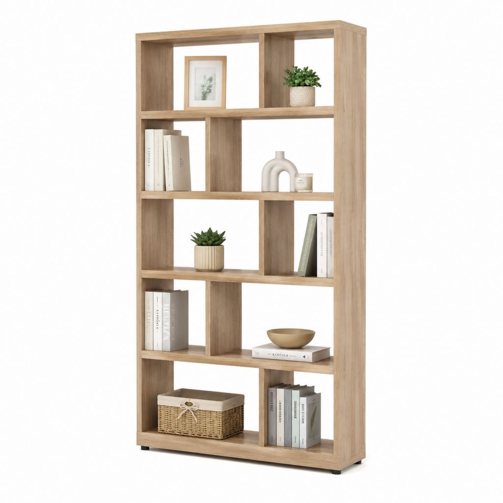 Libreria a giorno rovere chiaro in pannello truciolare rettangolare 180 x 80 x 24 cm
