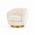 Poltrona da soggiorno bouclé crema con base in acciaio color ottone 82 x 76 x 78 cm