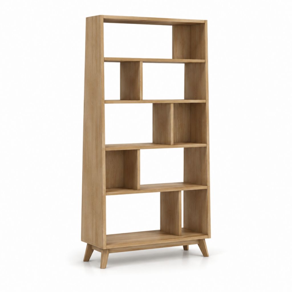 Libreria a giorno in rovere massello naturale rettangolare 80 x 30 x 180 cm