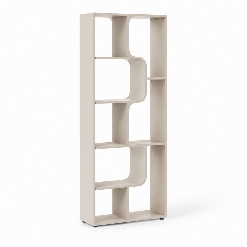 Libreria a giorno beige in MDF 60 x 30 x 180 cm