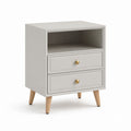 Comodino con 2 cassetti e vano aperto grigio in MDF 40 x 35 x 60 cm