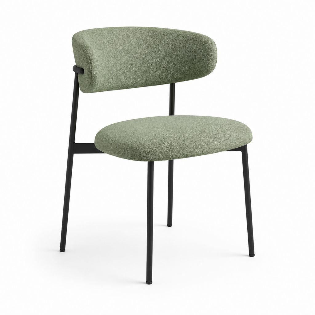 Sedia da pranzo imbottita sagomata verde in poliestere e acciaio 52 x 56 x 78 cm
