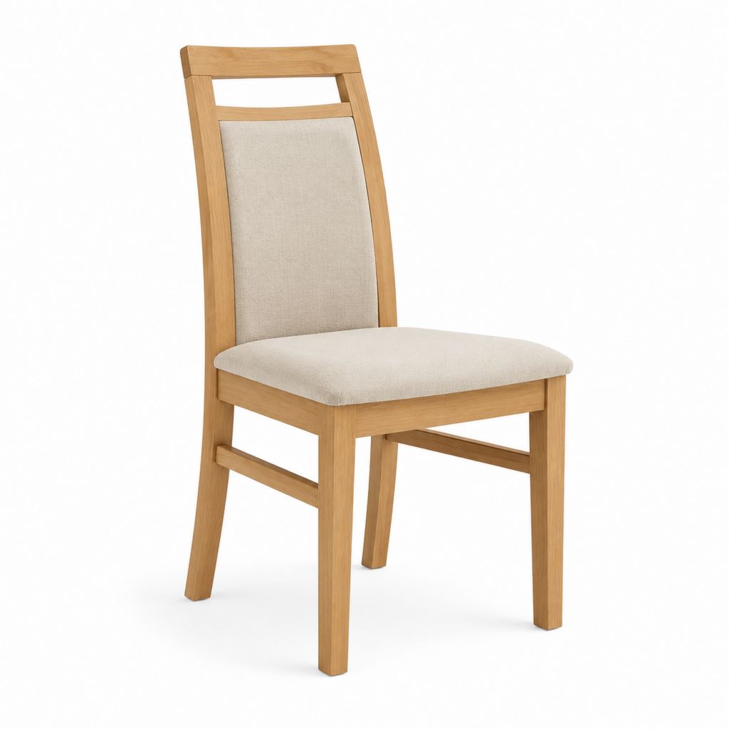 Sedia da pranzo imbottita beige in rovere massello rettangolare 45 x 54 x 100 cm
