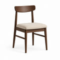 Sedia da pranzo in legno massello noce con seduta imbottita beige 45 x 52 x 80 cm